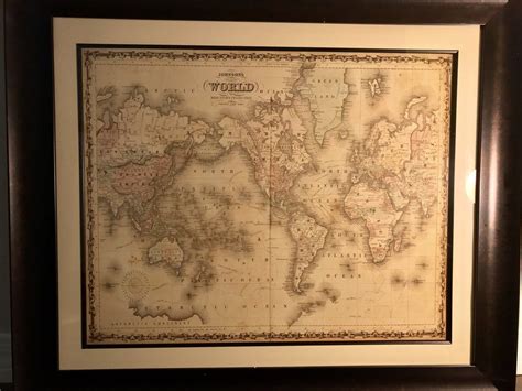 Vintage Johnson And Ward World Map 1860 World Map Vintage Vintage