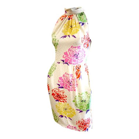 Vintage Emanuel Ungaro Floral Print Crepe Silk Summer Dress Silk