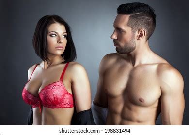 Sexy Undress Couple Touching Each Other Foto Stok Shutterstock
