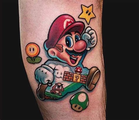 Super Mario Bros Tattoo By Marc Durrant Post 23217 Mario Tattoo