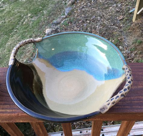 Large Turquoise Handled Bowl Pottery Handbuilding Pottery Pottery Bowls