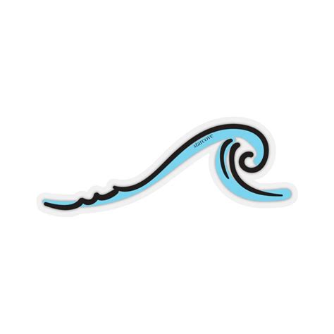 Wave Sticker Ocean Sea Wave Hand Drawn Blue Laptop Vinyl Cute Etsy