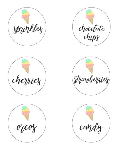 Free Printable Ice Cream Topping Labels Printable Form Templates And Letter