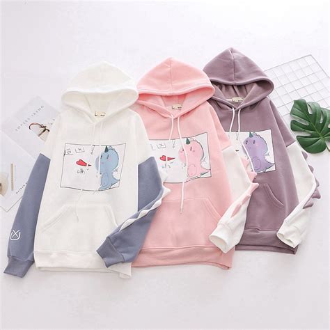 Kawaii Dinosaur Pastel Harajuku Hoodie Limited Edition Kawaiitherapy