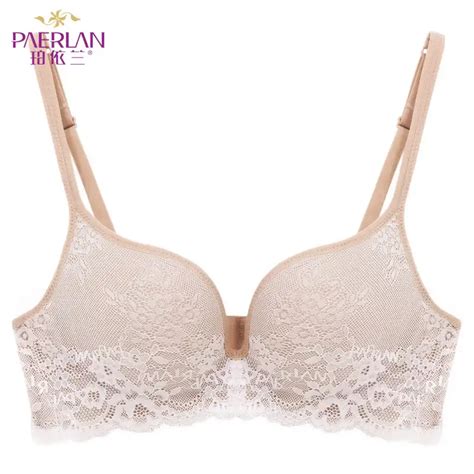Paerlan Seamless Wire Free Lace Bra Small Breasts Push Up One Piece Sexy Back Closure Tow Hook