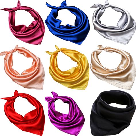Women Lady Solid Color Soft Wrap Scarf Real Silk Square Scarves Head Wraps Cosplay Neckerchief