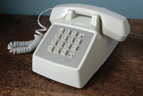 Vintage White Phone Atandt Push Button Desk Retro Phone