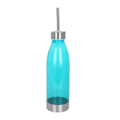 Mainstays 22 Oz 22 Fluid Ounces Teal And Silver Plastic Water Bottle With Screw Cap