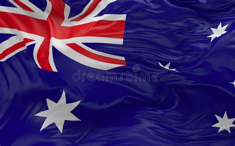 Flag Of The Australia Waving In The Wind 3d Render Stock Illustration