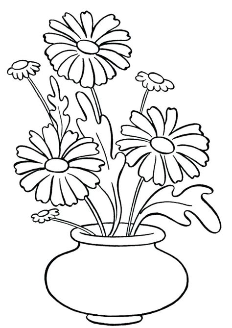 Flower In A Vase Coloring Pages Coloring Home