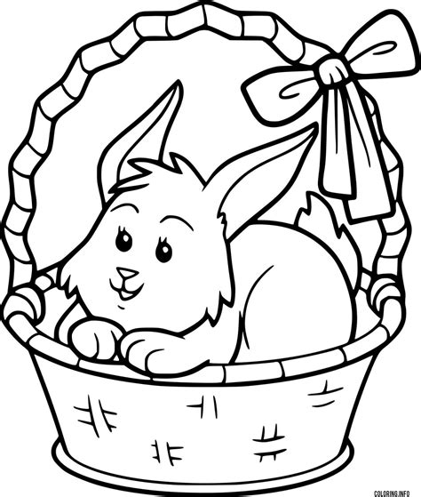 Soft Bunny In The Easter Basket Coloring Page Printable