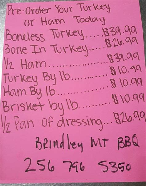 Southern hickory barbecue is a registered trademark. Menu of Brindley Mountain BBQ in Cullman, AL 35058