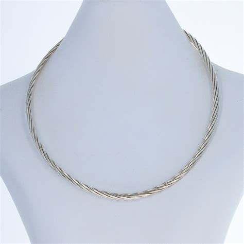 Sterling Silver Collar Necklace 15 34 925 Rope Design Ebay