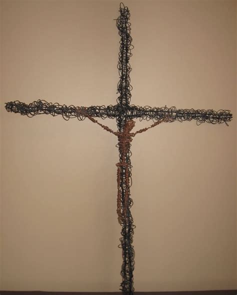 Contemporary Wire Crucifix Sculpture Wall Hanging Home