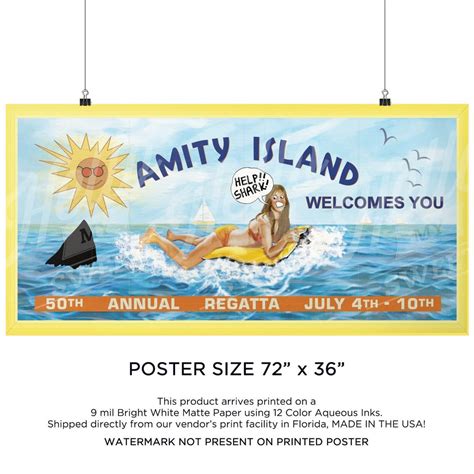 Jaws Movie Poster Amity Island Billboard With Graffiti 1735921923