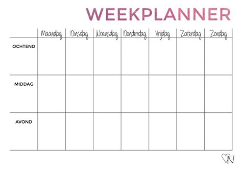 Gratis Weekplanner Weekplanner Afdrukbaar Weekplanner Studieplanner