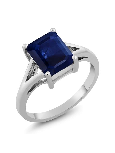 Gem Stone King Sterling Silver Blue Sapphire Engagement Ring For