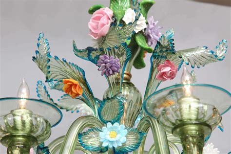 A Six Light Italian Murano Glass Chandelier At 1stdibs