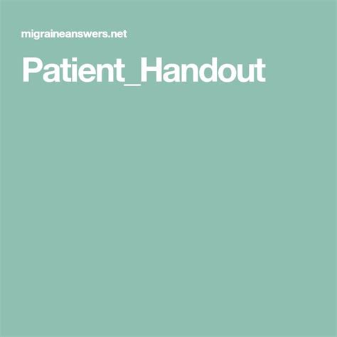 Patienthandout Handouts Patient Migraine