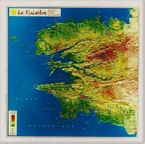 Carte En Relief Du Finistère 29 Georelief