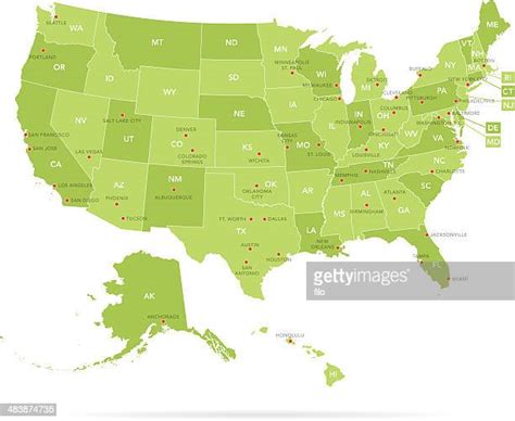 Us Map Major Cities High Res Illustrations Getty Images