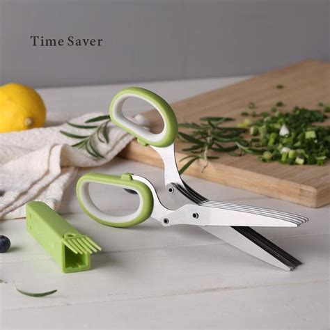 Herb Scissor Set With Sheath And Brush For Kitchen Chopping Shear Cutting