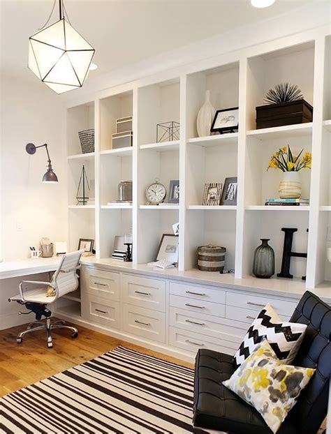 A Very Functional Home Office The Full Wall Shelving Unit With Its