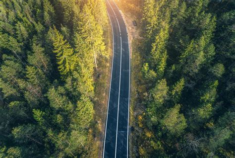 Aerial View Of The Road In The Fores By Den Belitsky On Creativemarket