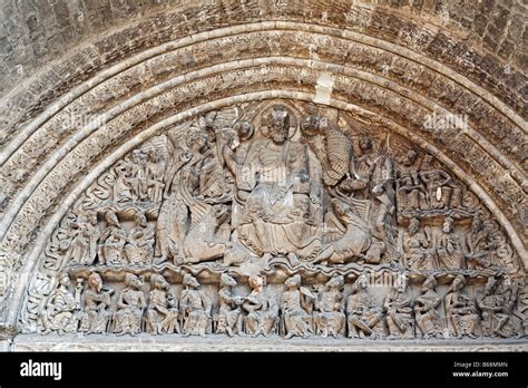 Romanesque Sculpture Art Portal Of Cathedral In Saint Pierre Abbey