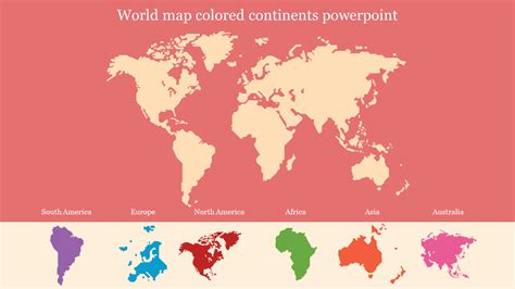 Add World Map Colored Continents Powerpoint Design