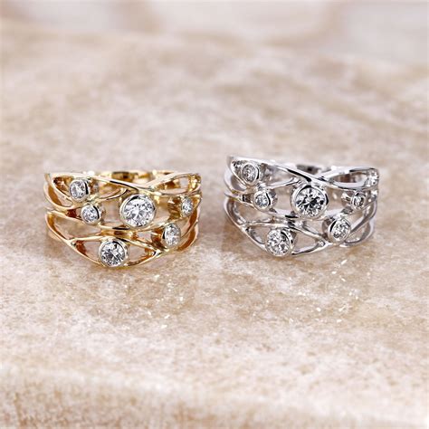 Yellow Or White This Modern And Artistic Diamond Ring Consists Of