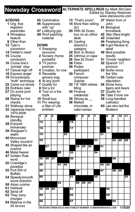 28.03.2021 · here you may be able to find all the newsday crossword march 28 2021 answers.this page is updated every single day with. Newsday Crossword Puzzle for Nov 05, 2020, by Stanley ...
