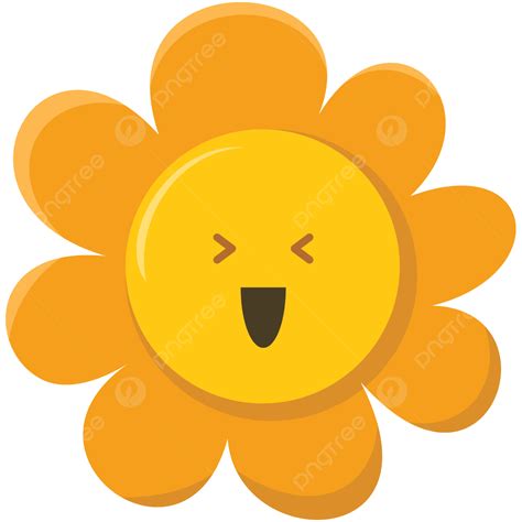 Emoji De Fleur De Soleil Mignon Expression Heureuse Vecteur Png