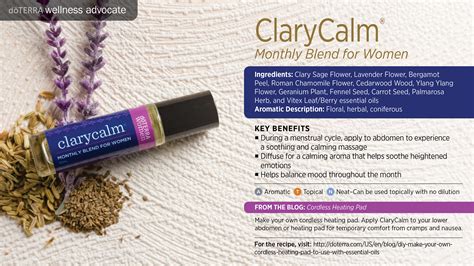 Clary Calm Monthly Blend For Women Dōterra Essential Oils
