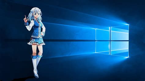 Hd Wallpaper Madobe Touko Blue Dress Girl Windows 10 System Logo