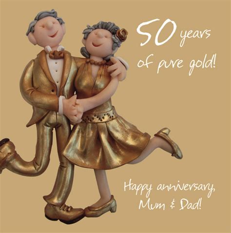 Mum And Dad 50th Golden Anniversary Greeting Card One Lump Or Two Cards