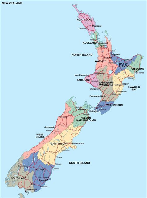 Map Of New Zealand Regions Political And State Map Of New Zealand