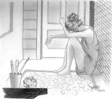 Crying Girl Lonely Girl Pencil Sketch Sad Girl Girl Drawing Image