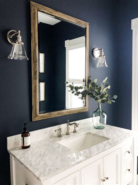 Deep Blue Bathroom Paint Color Powder Room Decor Bonus Bathroom