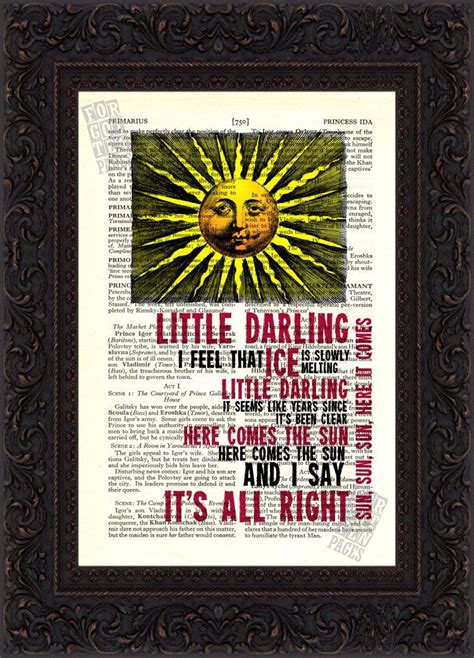 The Beatles Here Comes The Sun Song Lyrics Print On Upcycled Etsy