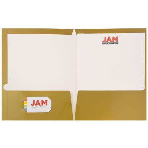 Jam Glossy Two Pocket Folders Gold 25pack