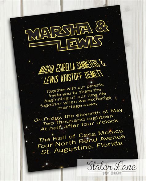Star Wars Wedding Invitation Theme Printable Download Etsy