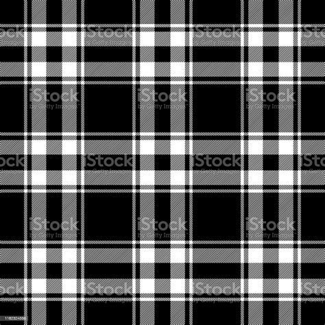 Black And White Tartan Plaid Seamless Pattern Background Stock