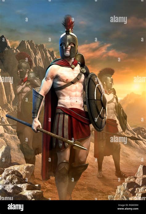 Spartan Warrior Scene 3d Illustration Stock Photo Alamy