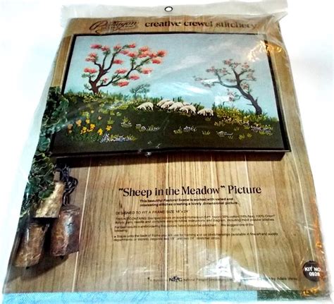 Paragon Crewel Embroidery Kit Sheep In The Meadow 18 X 24 Vtg 1974