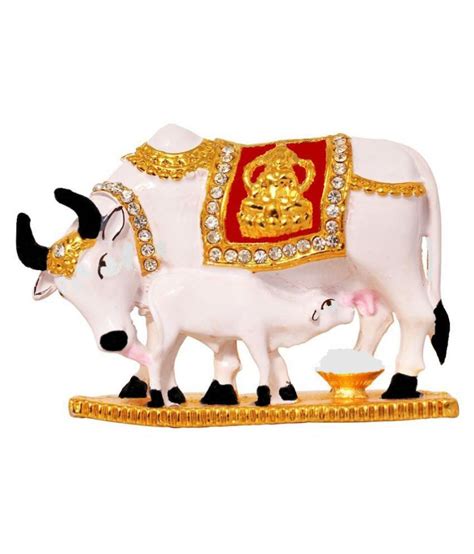 Hare Krishna Cow And Calf For Car Dashboard Puja Idol Showpiece Cow