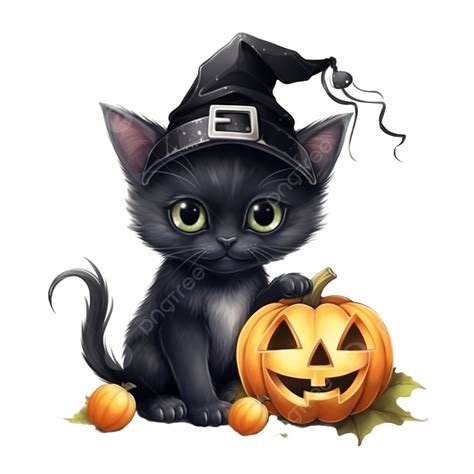 Trick Or Treat Halloween Greeting Card With Cute Black Kitten And Jack