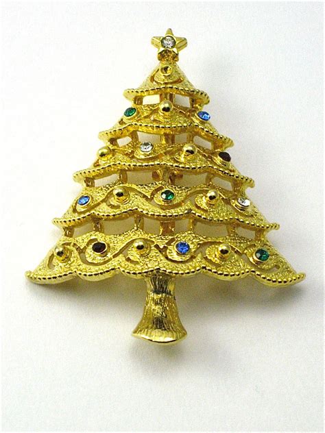 Vintage Jj Christmas Tree Pin Brooch From Thevintagejewelryboutique
