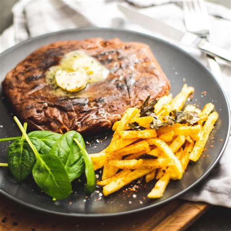 Steak Served With Miso Butter And Togarashi Fries Everyveganrecipe