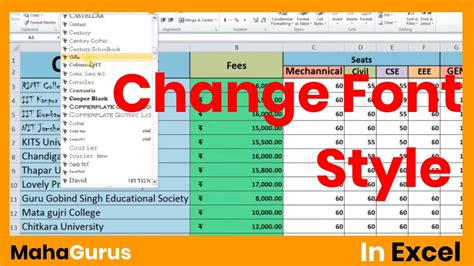 How To Change Font Style In Excel Change Font Style Excel Tutorial
